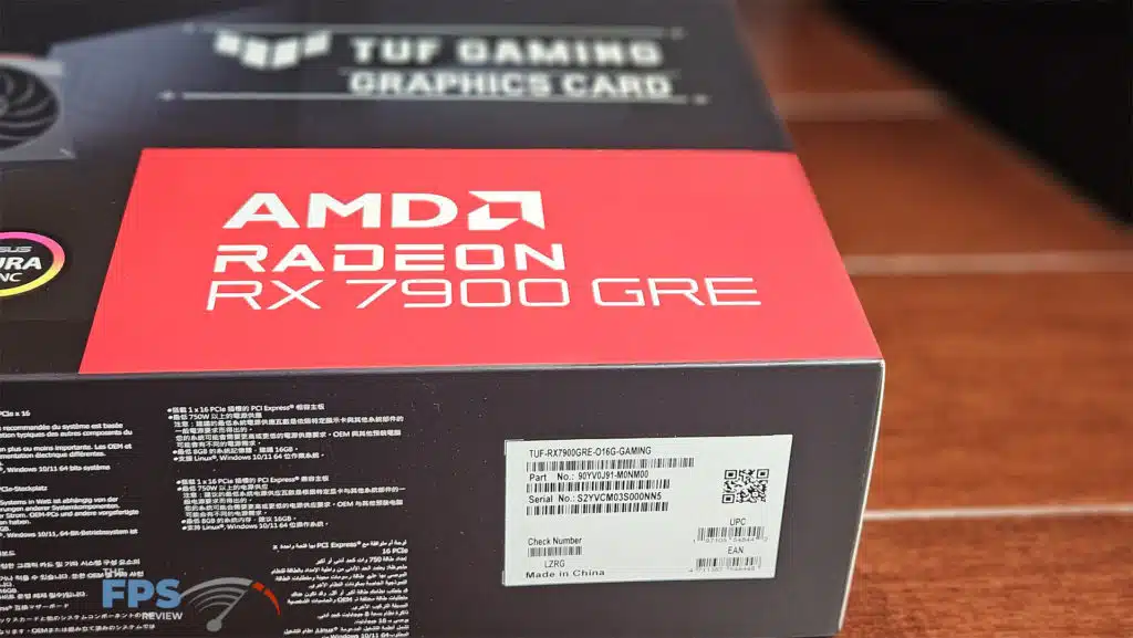 ASUS TUF Gaming Radeon RX 7900 GRE OC Edition: Label
