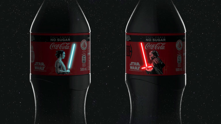 Coca-Cola’s “The Rise of Skywalker” Tie-In: Coke Bottles With Glowing OLED Lightsabers
