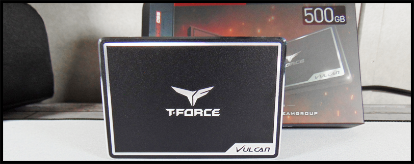 TeamGroup T-Force Vulcan 500GB SSD shown with box