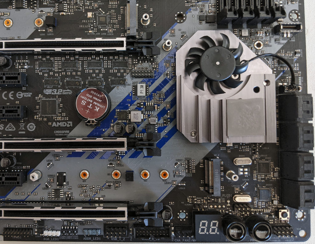 ASRock X570 Creator Motherboard Chipset Heatsink Removed Showing Fan