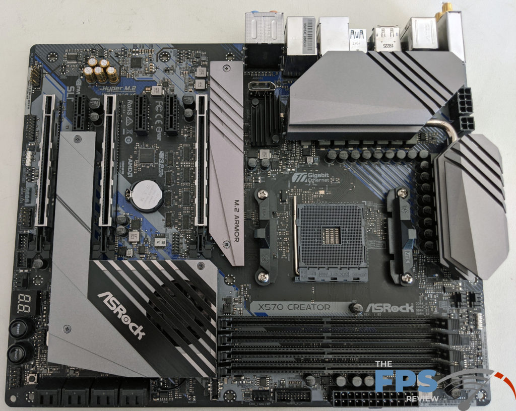 ASRock X570 Creator Motherboard out of box showing components