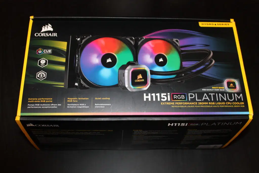 Front of Corsair H115i Platinum Box