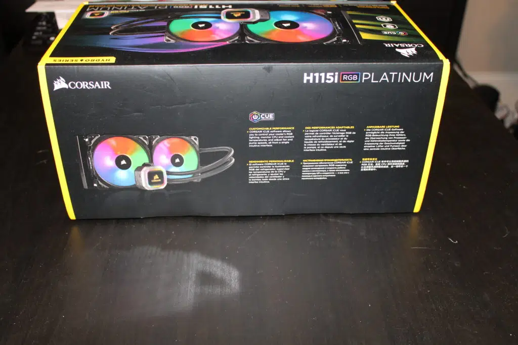 Side of Corsair H115i Platinum Box