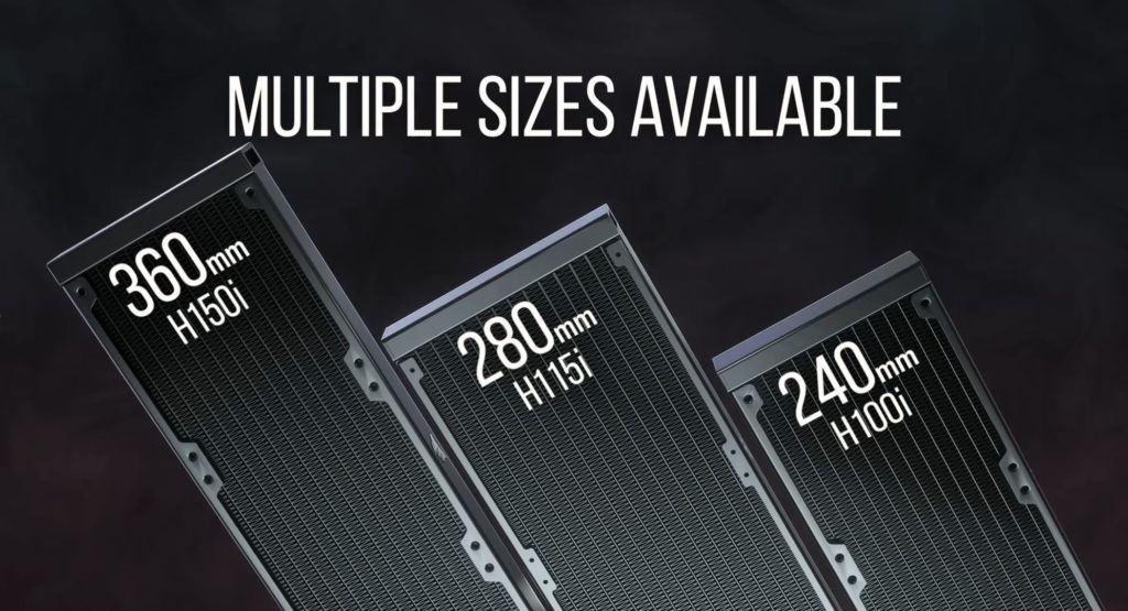 CORSAIR iCUE H100i ELITE CAPELLIX Radiator Sizes