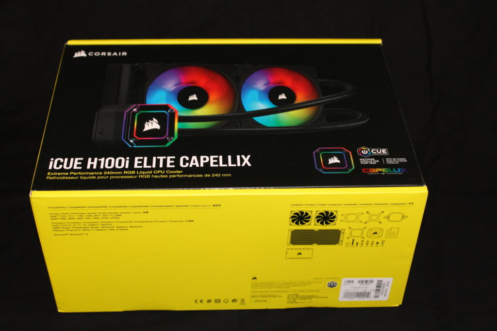 Corsair iCUE H100i ELITE CAPELLIX Box Front Angle