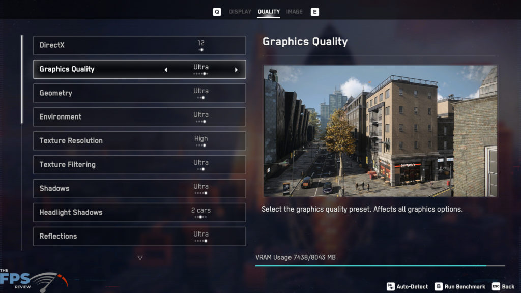 Watch Dogs Legion Graphics Menu