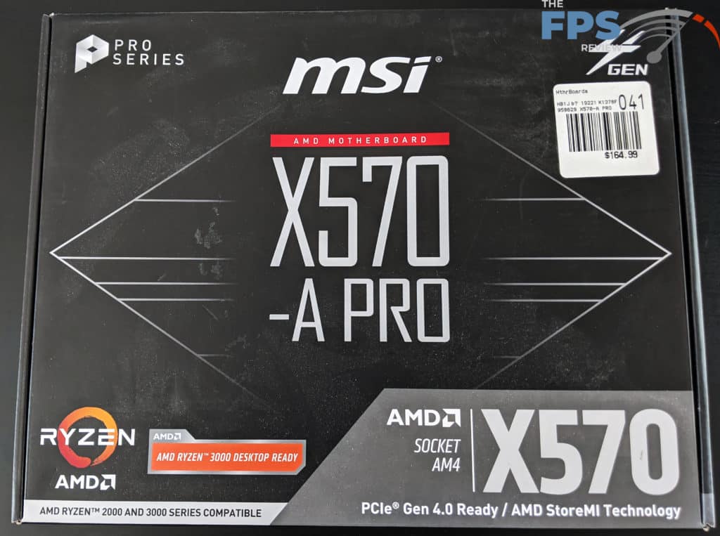 MSI X570-A PRO Motherboard Front of Box