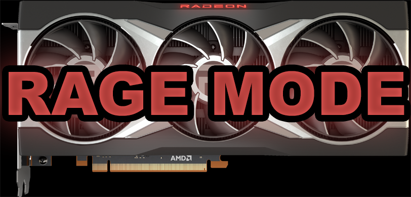 AMD Radeon RX 6800 XT video card with RAGE MODE text overlaid