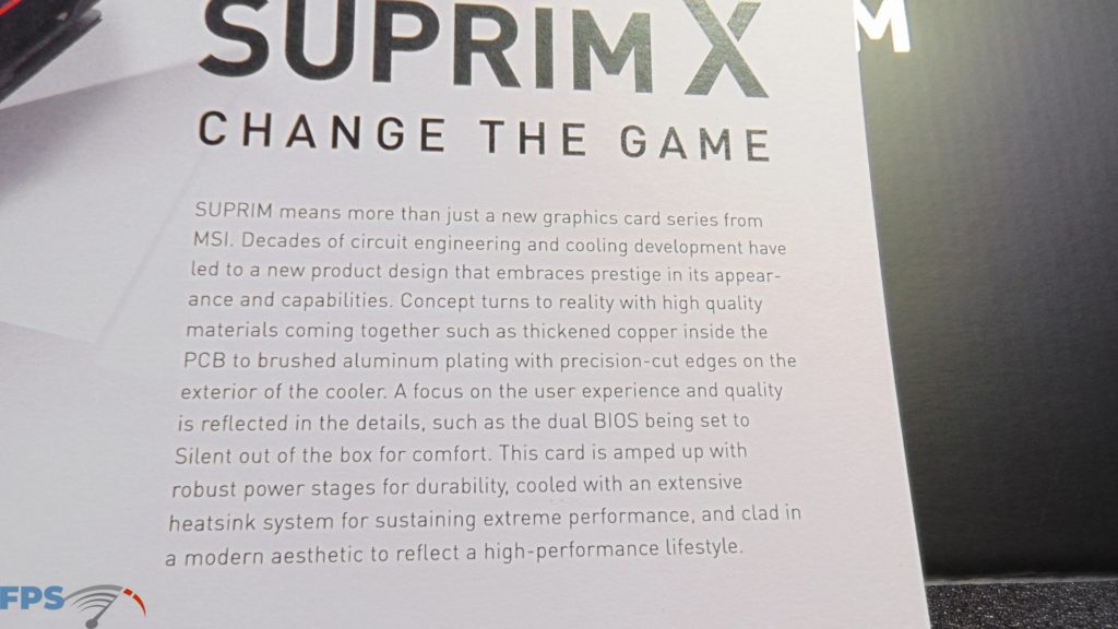 MSI GeForce RTX 3080 SUPRIM X Change the Game SUPRIM Document