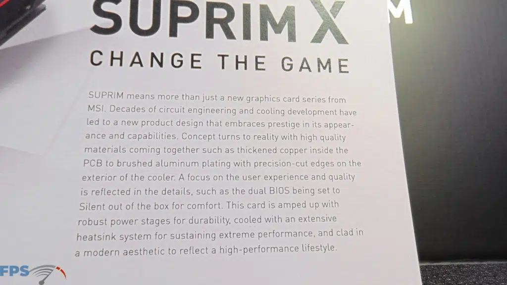 MSI GeForce RTX 3080 SUPRIM X Change the Game SUPRIM Document