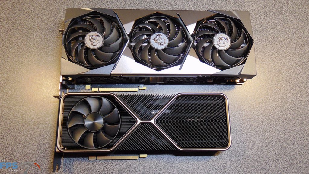 MSI GeForce RTX 3080 SUPRIM X and GeForce RTX 3080 Founders Edition Comparison Top View