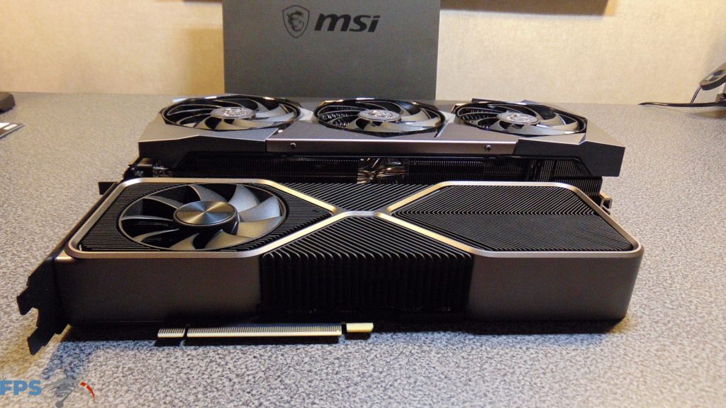 MSI GeForce RTX 3080 SUPRIM X and GeForce RTX 3080 Founders Edition Side View