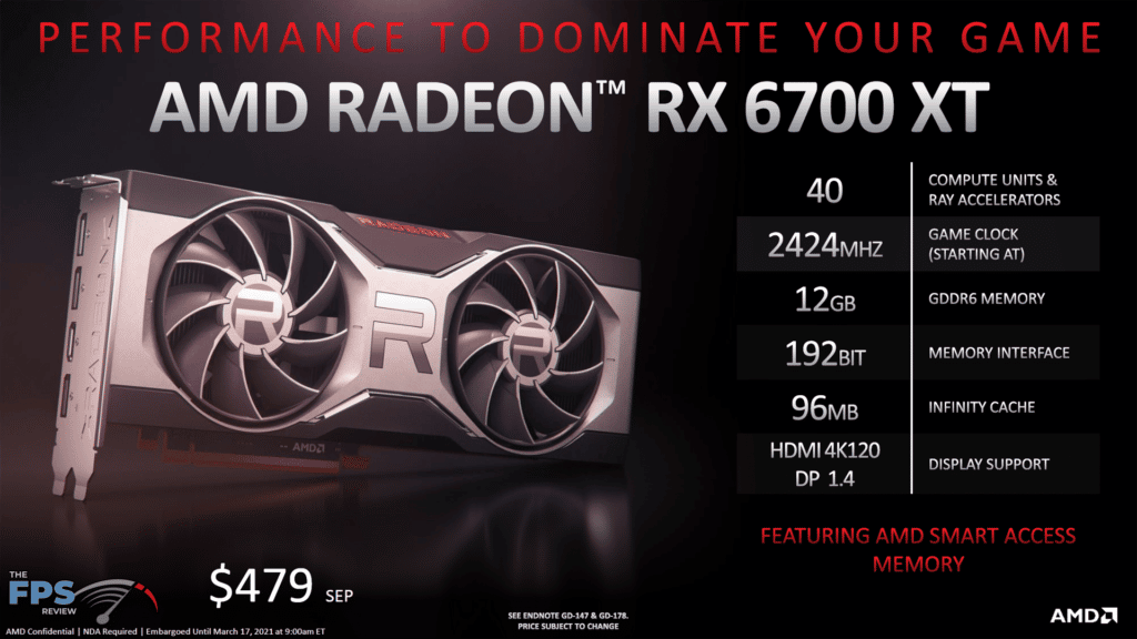 AMD Radeon RX 6700 XT Video Card Review Specs