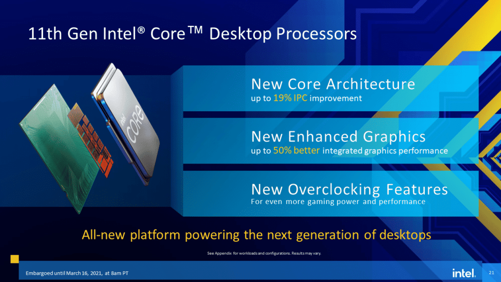 Intel 11th Gen Core Desktop Processor  Rocket Lake-S Key Marketing Points IPC Integrated Graphics Overclocking