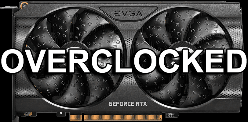 Overclocked EVGA GeForce RTX 3060 XC BLACK GAMING video card with Overclocked text