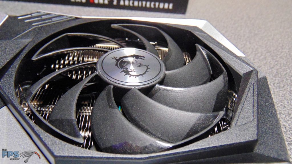 MSI Radeon RX 6700 XT GAMING X closeup of right fan