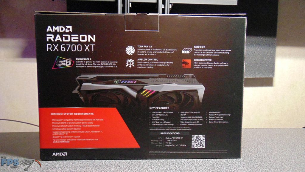 MSI Radeon RX 6700 XT GAMING X box back