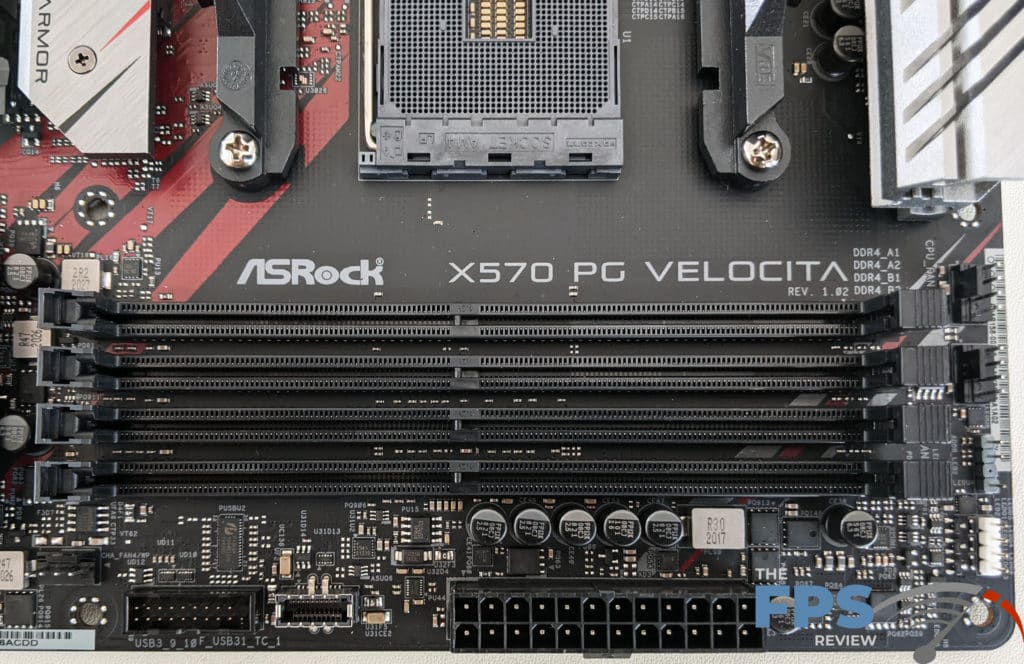 ASRock X570 PG Velocita Motherboard Logo on Motherboard and RAM Slots
