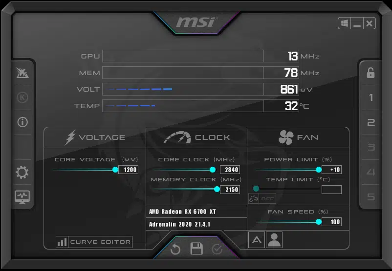 msi afterburner 6700 xt