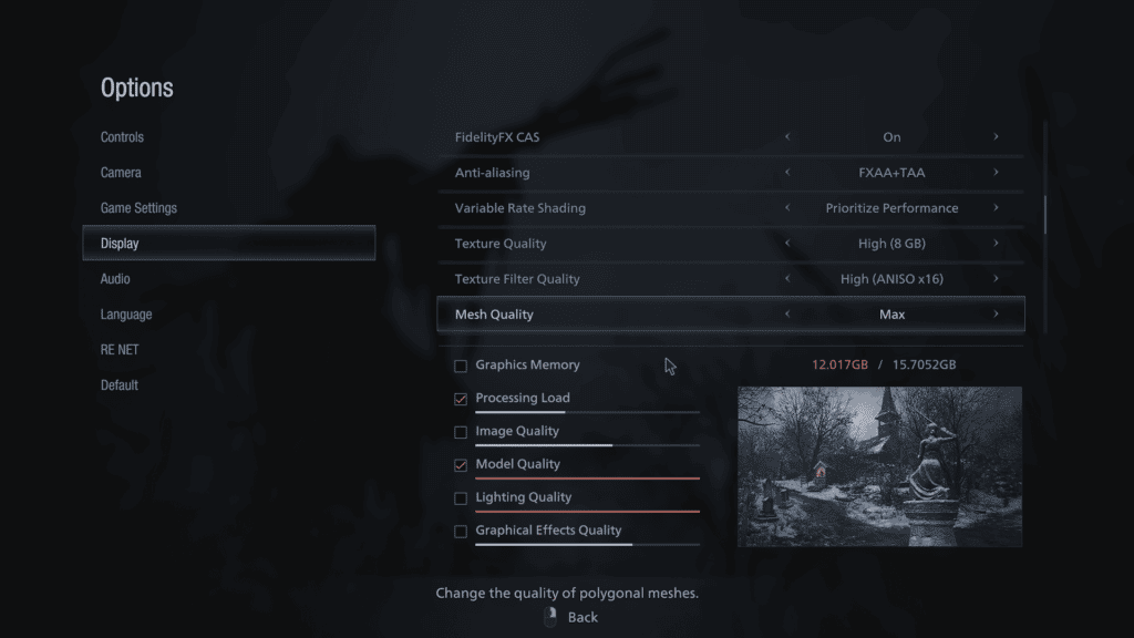Resident Evil Village AMD FidelityFX CAS Graphics Setting