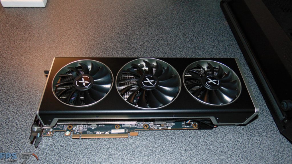 XFX SPEEDSTER MERC 319 BLACK AMD Radeon RX 6700 XT top of video card visible fans