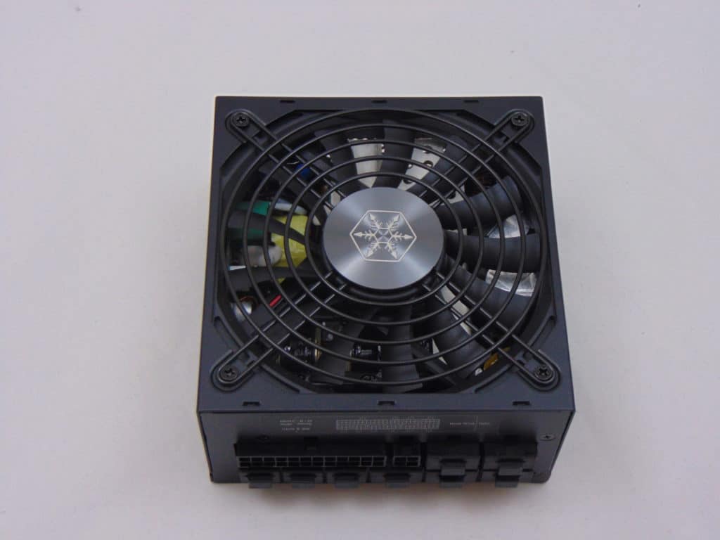 SilverStone SX1000 1000W SFX-L Power Supply under side showing fan