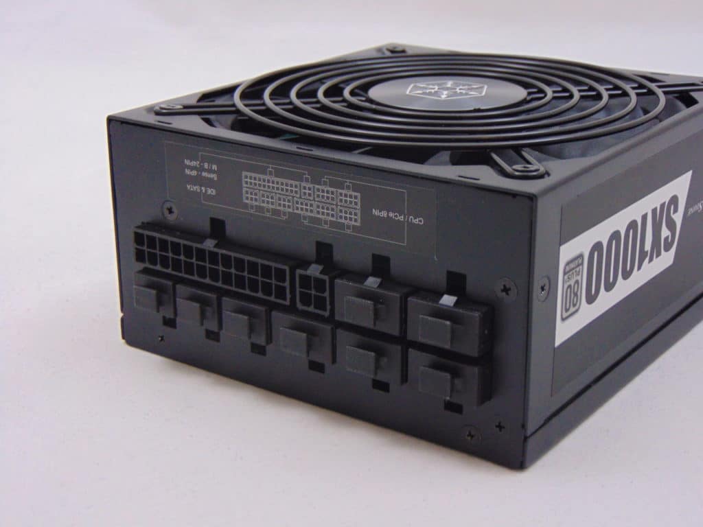 SilverStone SX1000 1000W SFX-L Power Supply cable connectors on psu