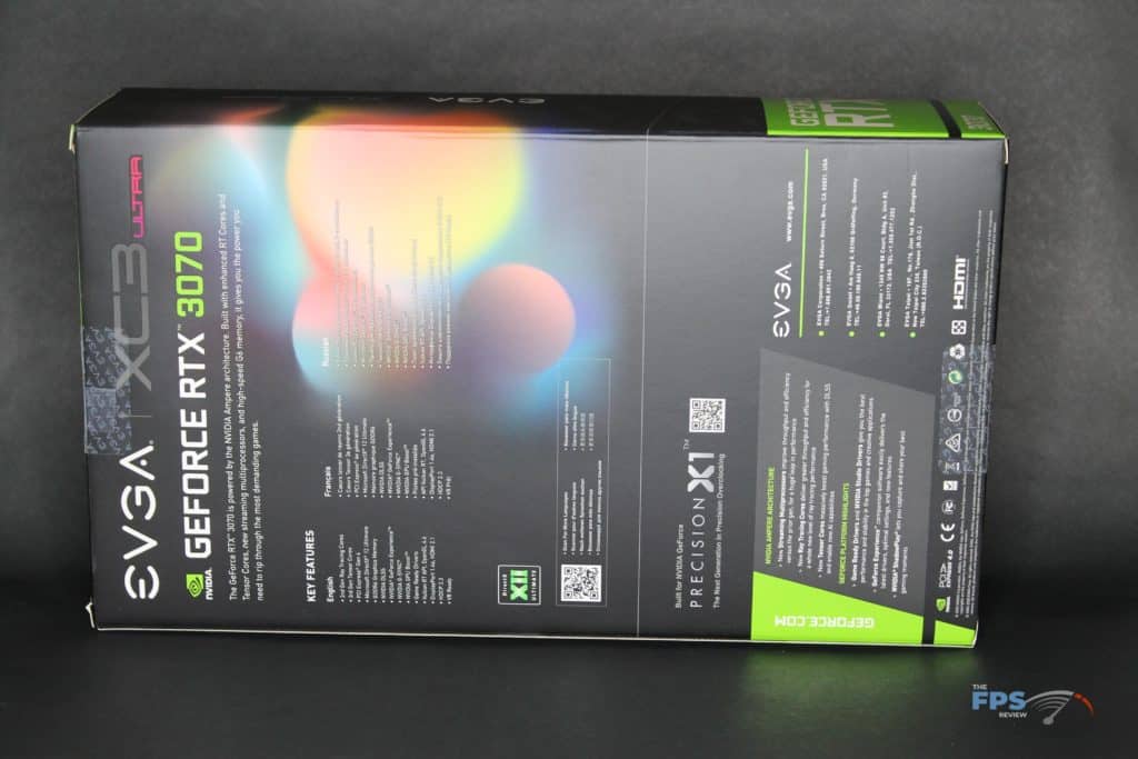 EVGA GeForce RTX 3070 XC3 ULTRA GAMING back of box