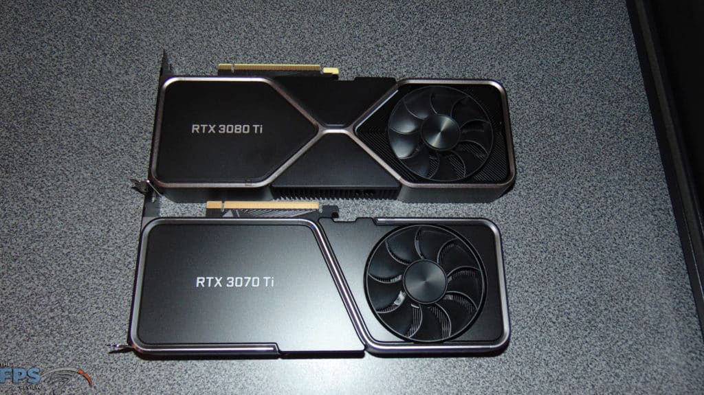 NVIDIA GeForce RTX 3070 Ti Founders Edition side by side with nvidia geforce rtx 3080 founders edition video card