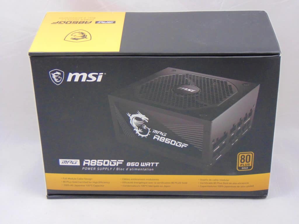 MSI A850GF 850W Power Supply box front