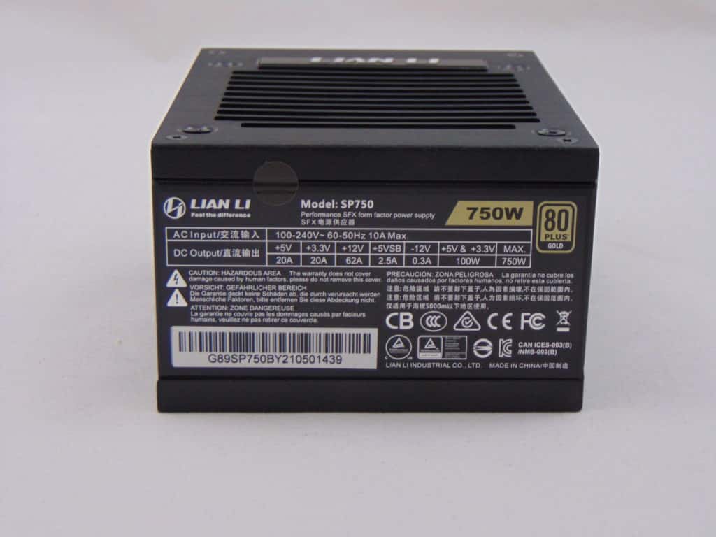 Lian Li SP750 Side Specification Label of Power Supply