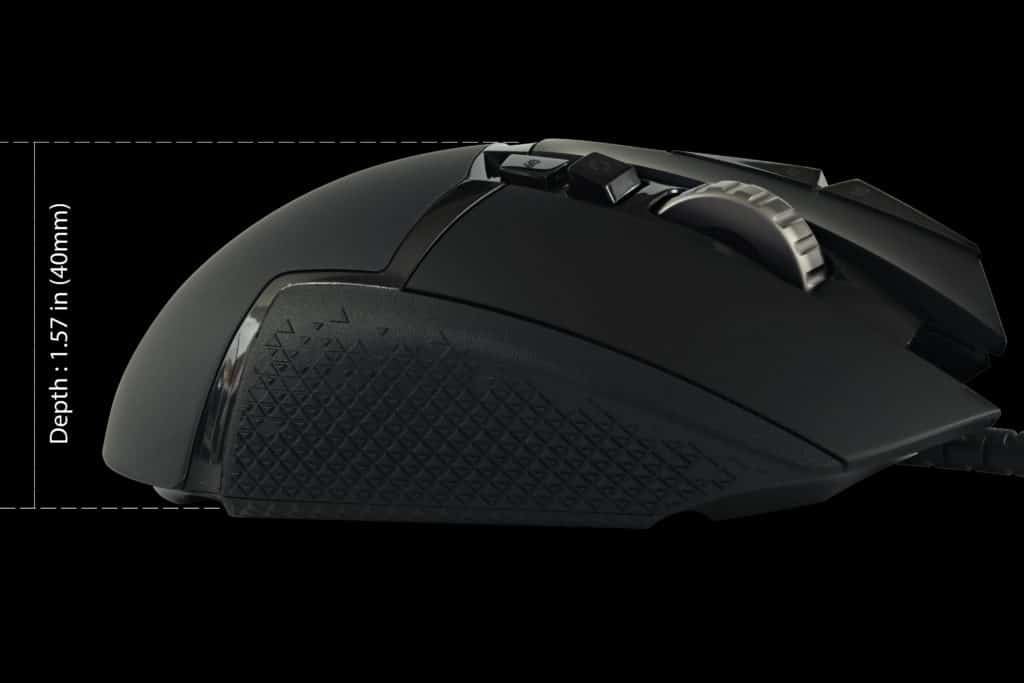 Logitech G502 HERO High Performance Gaming Mouse Depth size