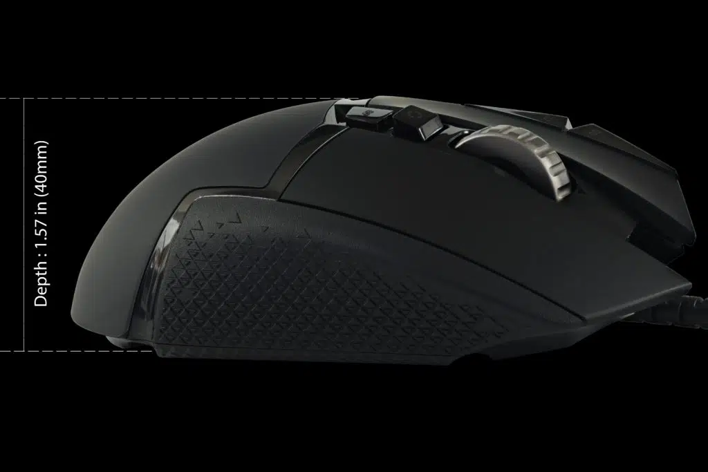 Logitech G502 HERO High Performance Gaming Mouse Depth size