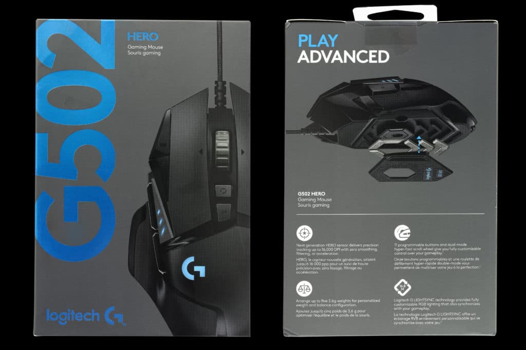 G502 Hero Box, front and back