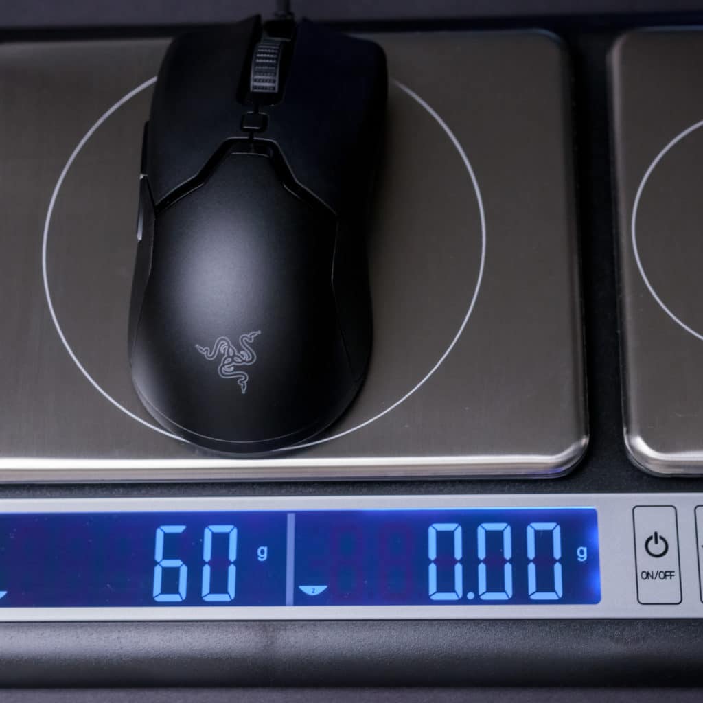 Razer Viper Mini Wired Gaming Mouse on Scale Weight
