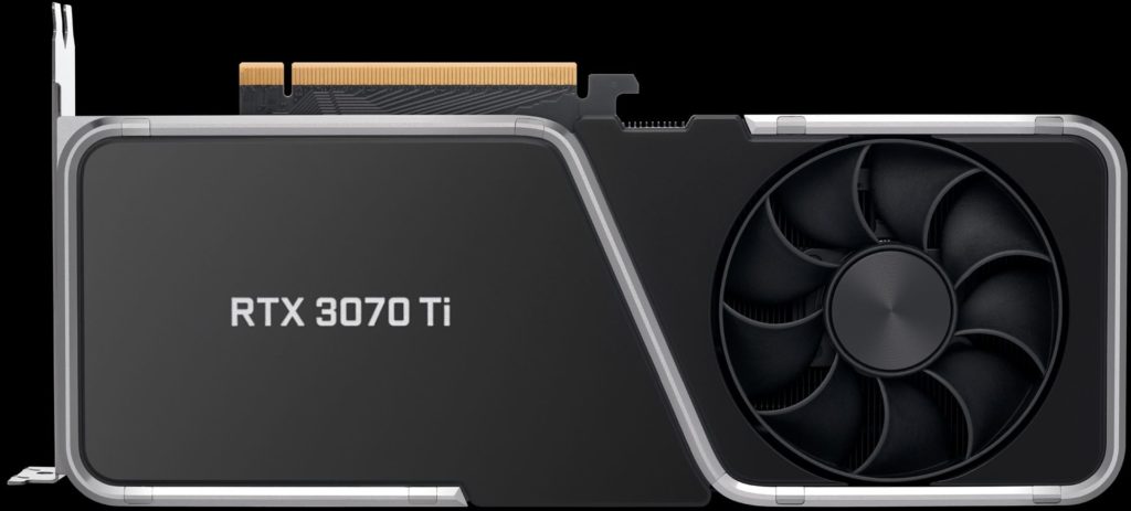 NVIDIA GeForce RTX 3070 Ti Founders Edition video card back side showing rtx 3070 ti label 