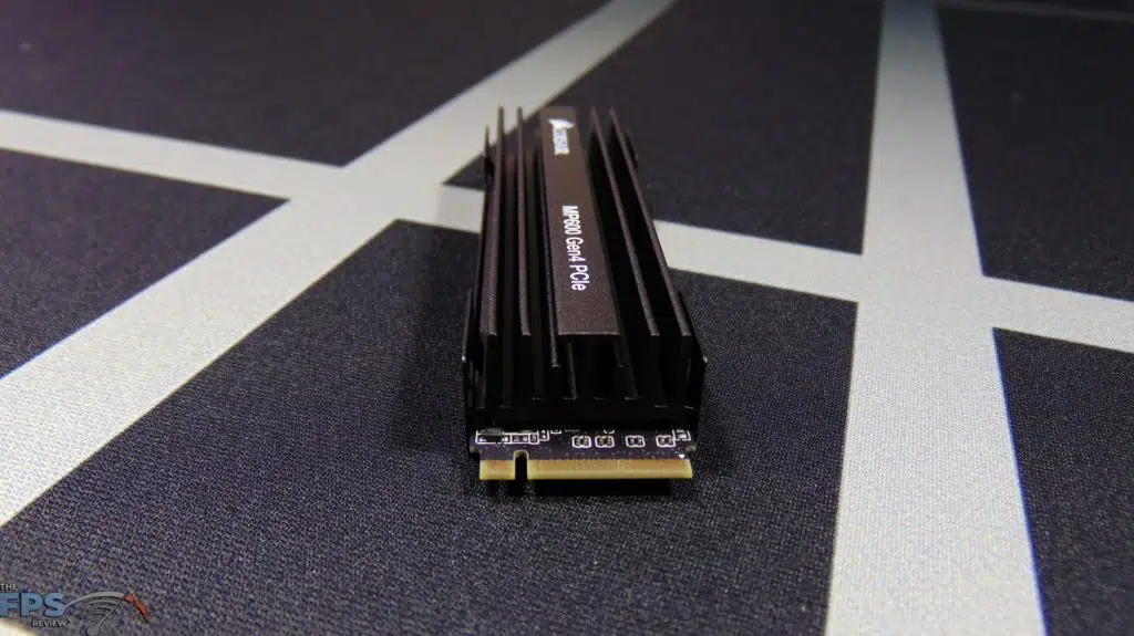 CORSAIR Force Series MP600 1TB Gen4 PCIe x4 NVMe SSD top view end view