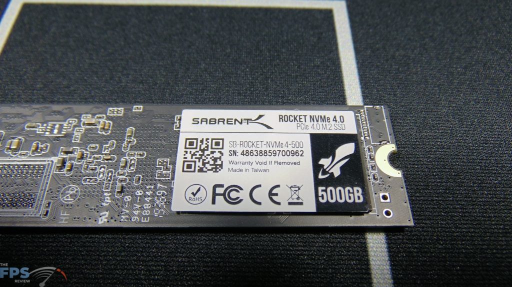 Sabrent Rocket 500GB PCIe 4.0 NVMe SSD Bottom View Label