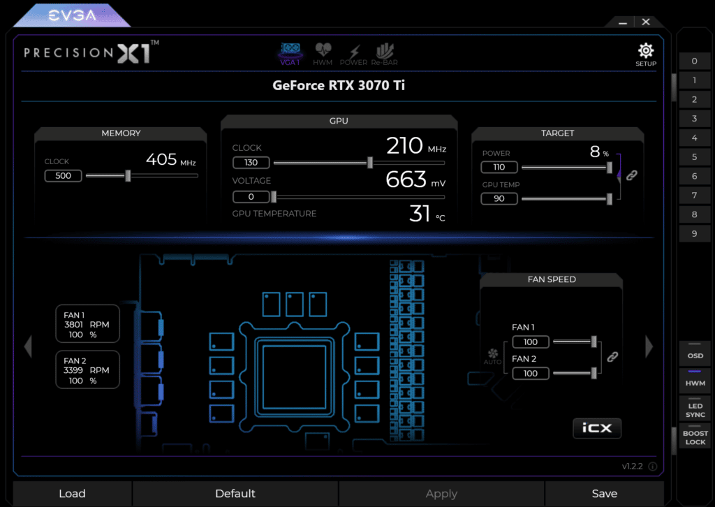 EVGA Precision X1 overclocked NVIDIA GeForce RTX 3070 Ti Founders Edition