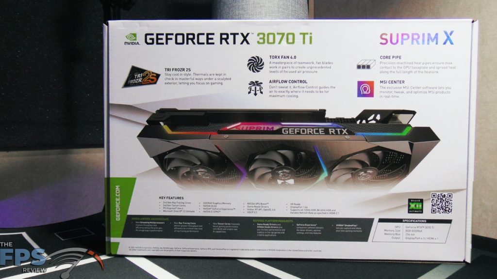 MSI GeForce RTX 3070 Ti SUPRIM X 8G Box Back