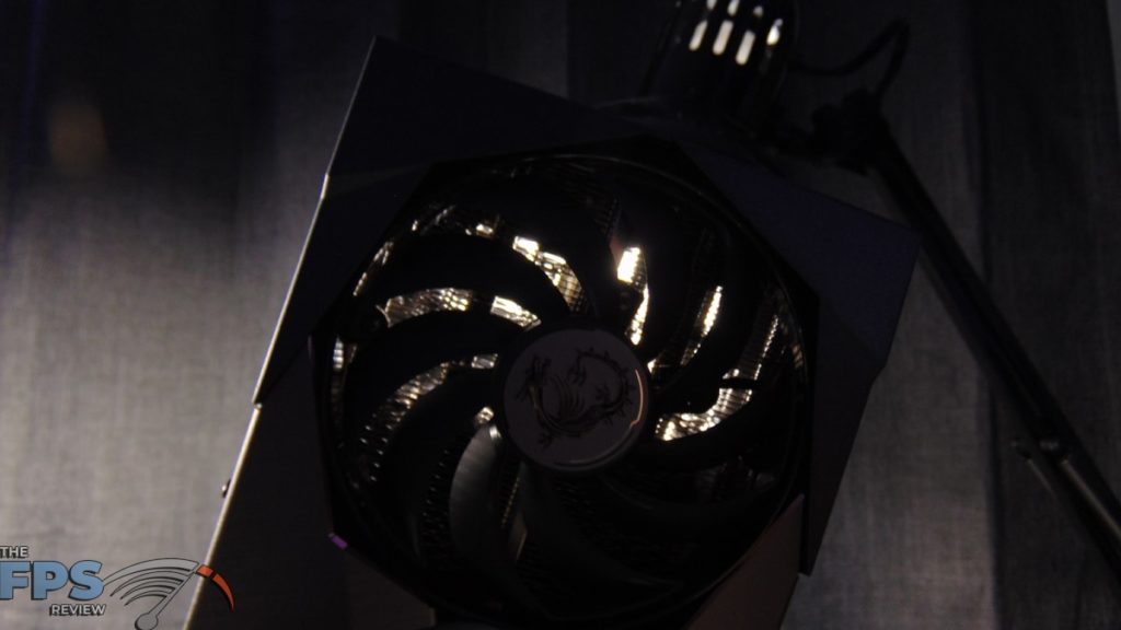 MSI GeForce RTX 3070 Ti SUPRIM X 8G Light Shining through Fan and Heatsink