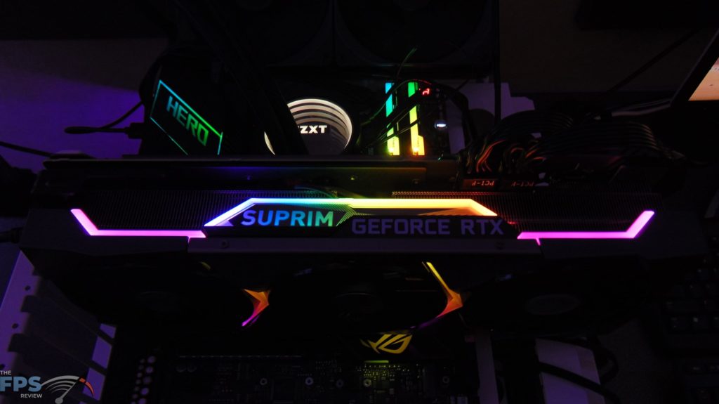 MSI GeForce RTX 3070 Ti SUPRIM X 8G RGB lights on Top of Video Card