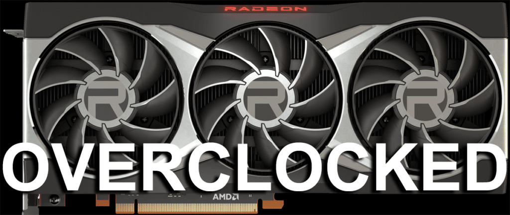 AMD Radeon RX 6900 XT Video Card Front View with Overclocked Text