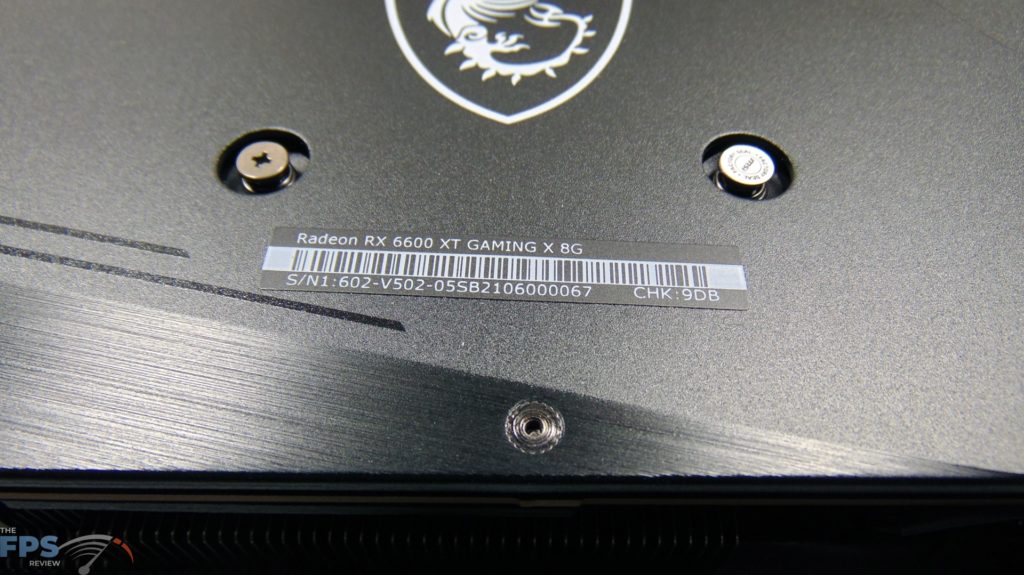 MSI Radeon RX 6600 XT GAMING X Video Card Label
