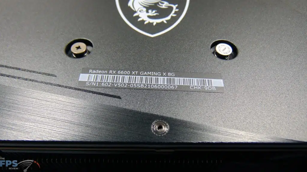 MSI Radeon RX 6600 XT GAMING X Video Card Label