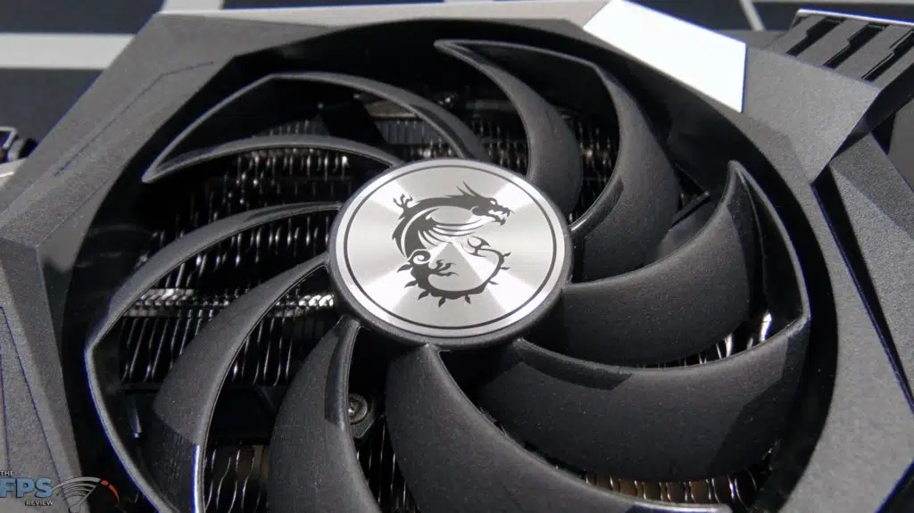 MSI Radeon RX 6600 XT GAMING X Video Card Closeup of Fan