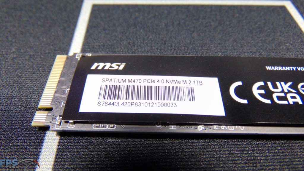 MSI SPATIUM M470 1TB PCIe 4.0 Gen4 NVMe SSD Closeup of Label