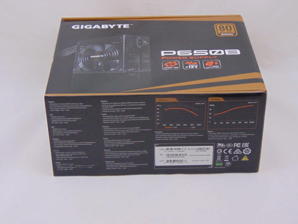 GIGABYTE P650B 650W Power Supply Box Angled