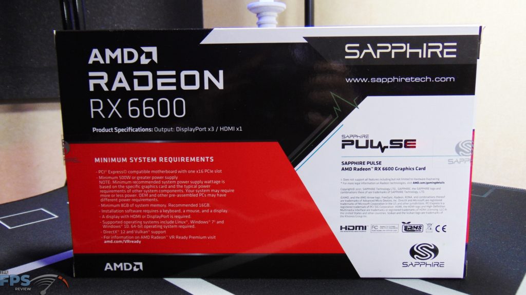 SAPPHIRE PULSE Radeon RX 6600 GAMING Video Card Box Back