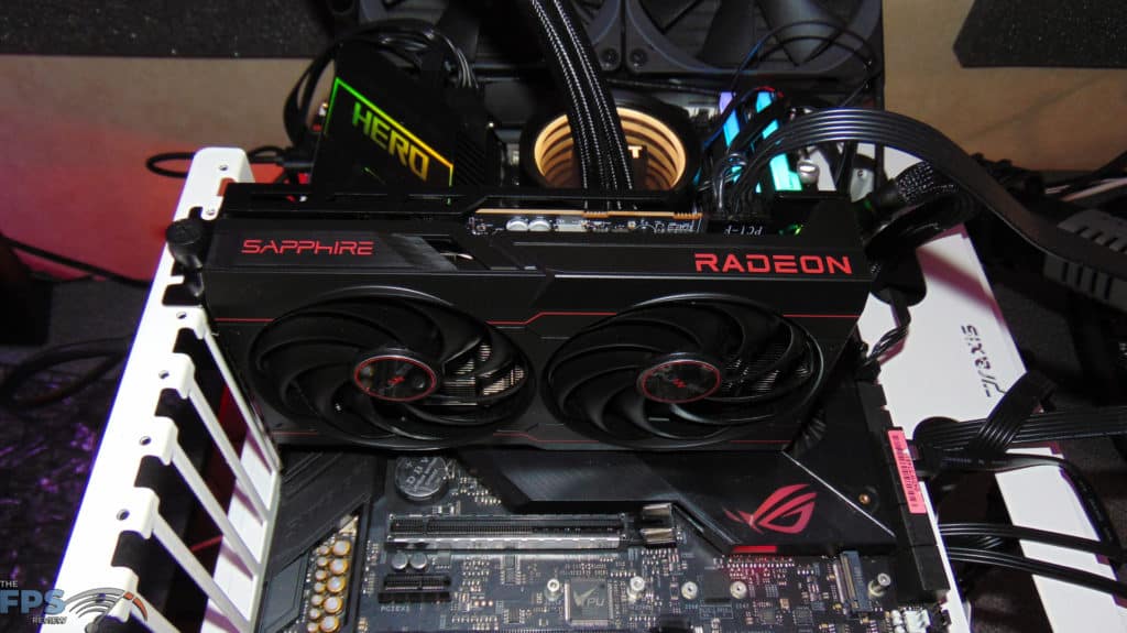 SAPPHIRE PULSE Radeon RX 6600 GAMING Video Card Top Down View Installed In Computer